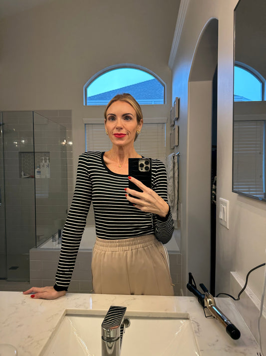 Striped Long Sleeve Knitted Top