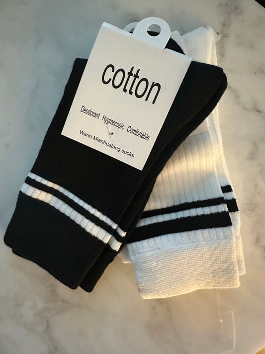 Striped Ribbed Crew Socks