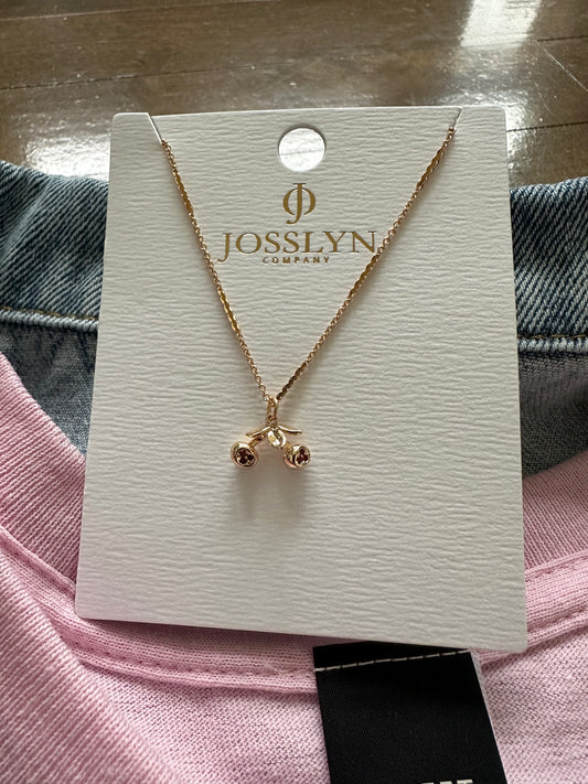 Gold Mini Cherry Charm Necklace