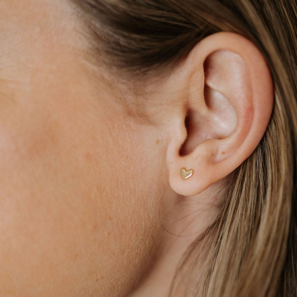 Mini Heart Studs - alternate product view at Vogue Villa