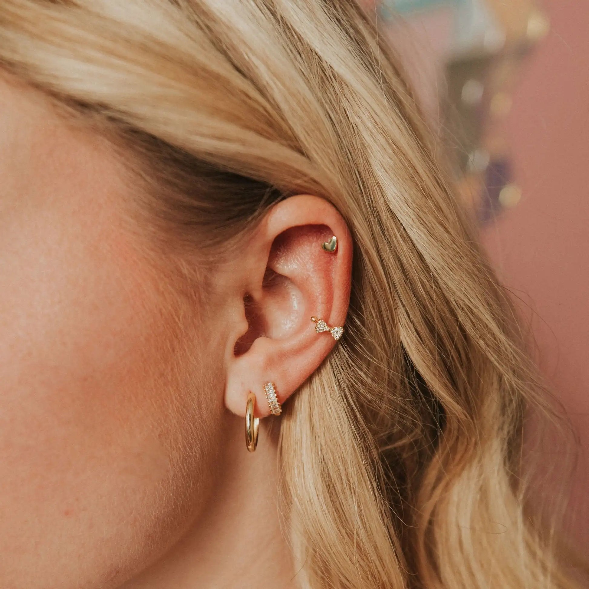 Mini Heart Studs - alternate product view at Vogue Villa