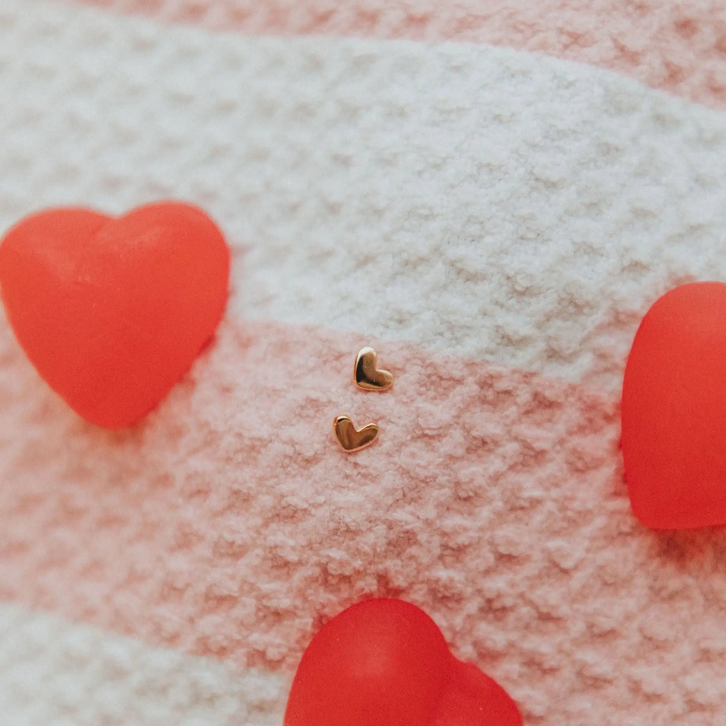 Mini Heart Studs - alternate product view at Vogue Villa