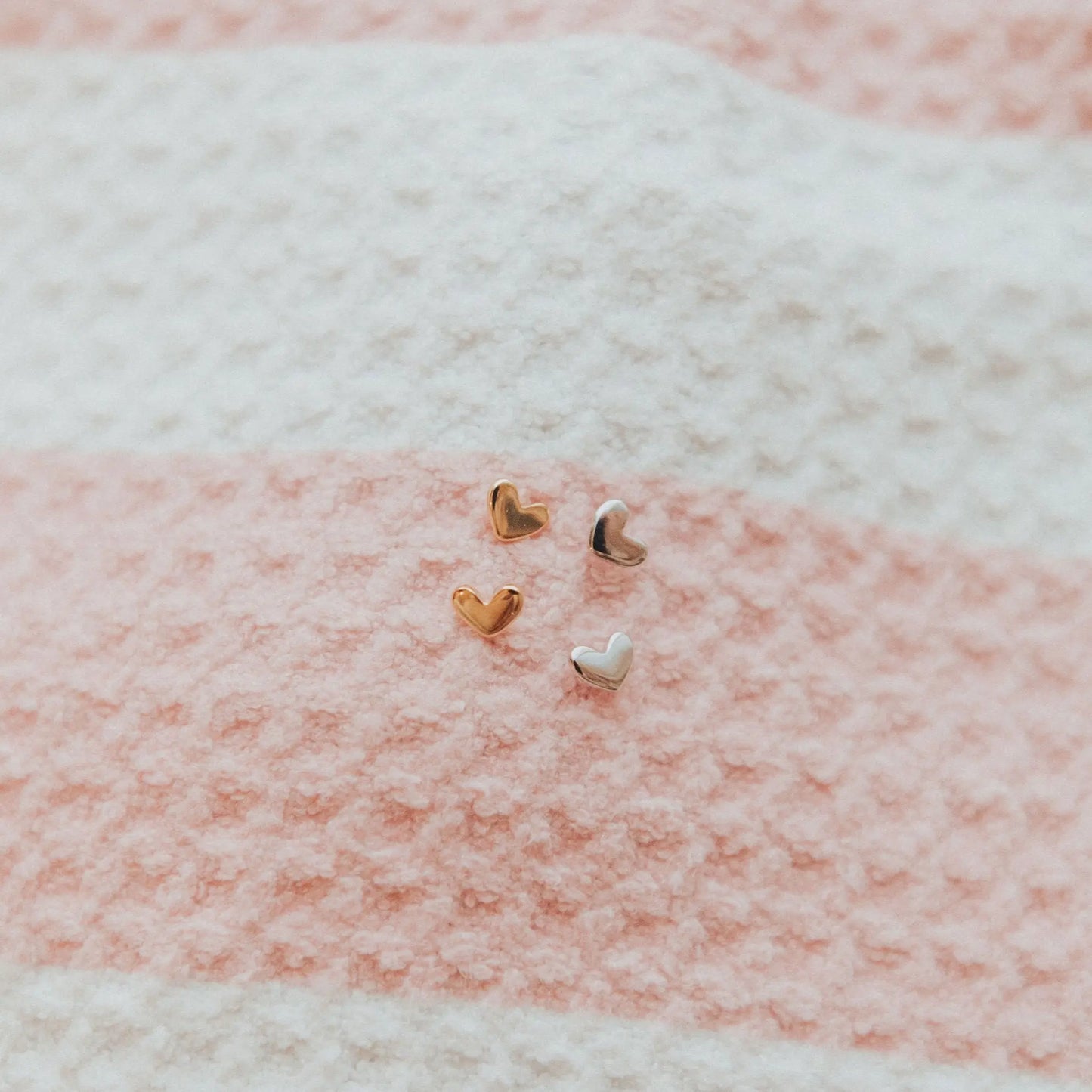 Mini Heart Studs - alternate product view at Vogue Villa