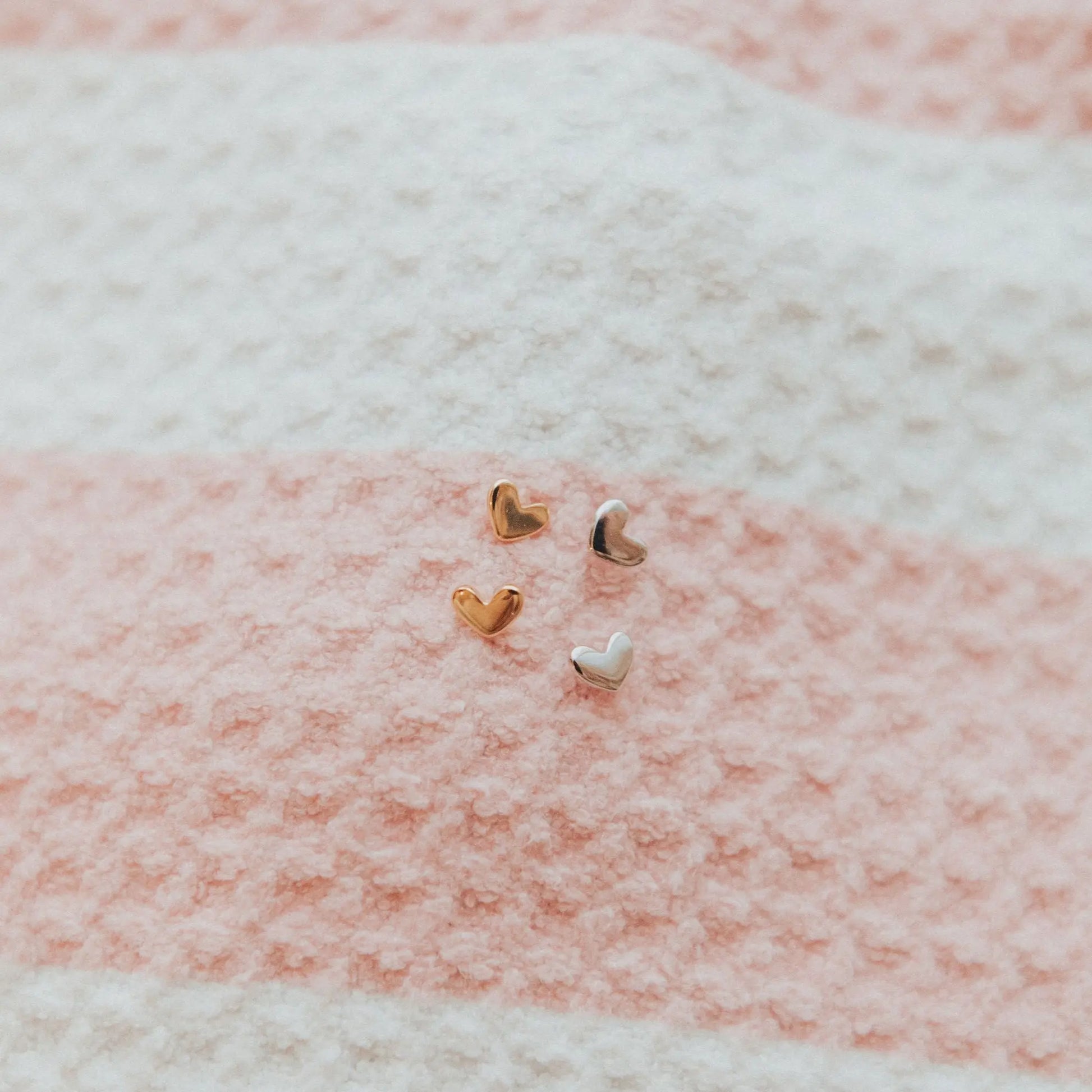 Mini Heart Studs - alternate product view at Vogue Villa