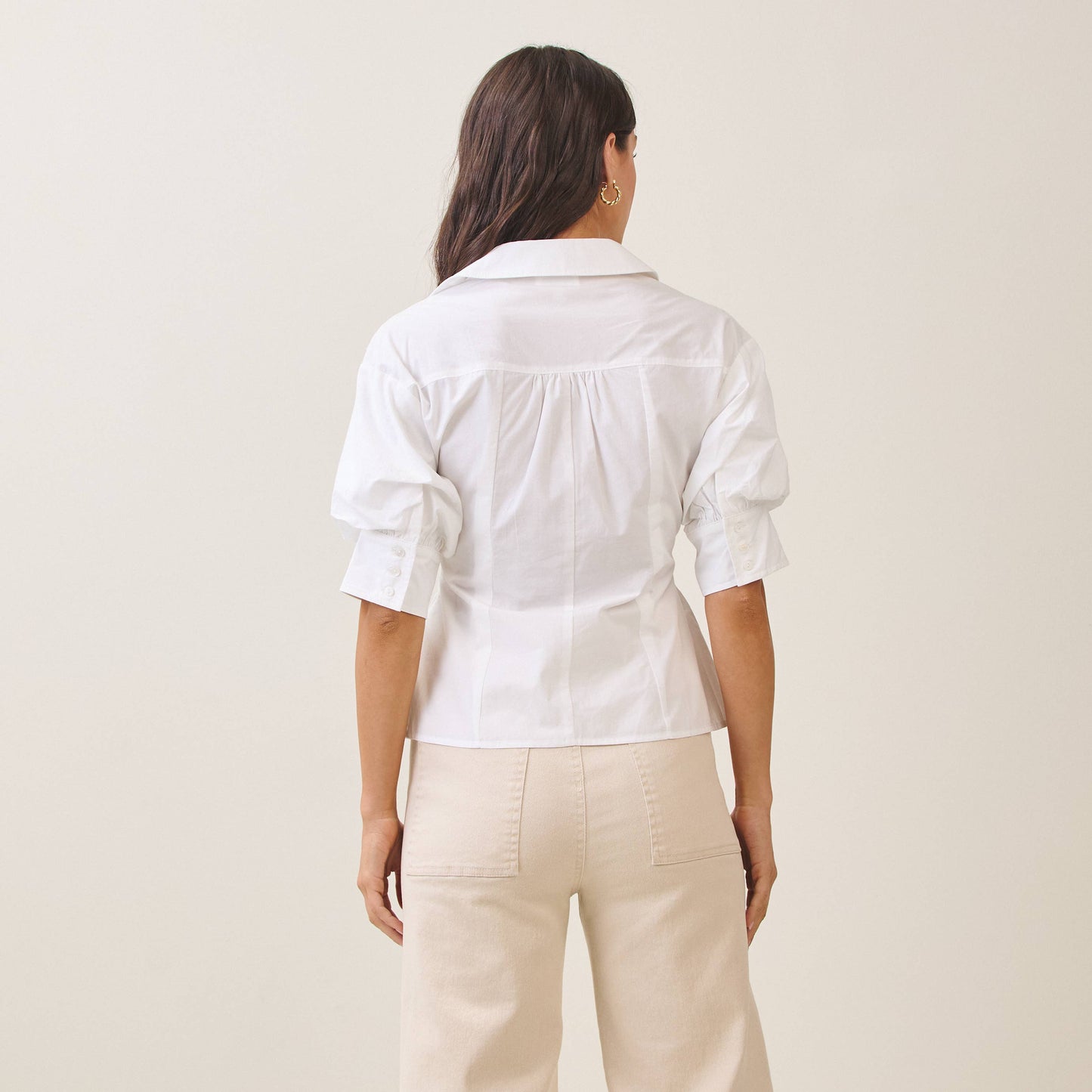 Belle Madison Pleated Poplin Blouse - alternate product view at Vogue Villa