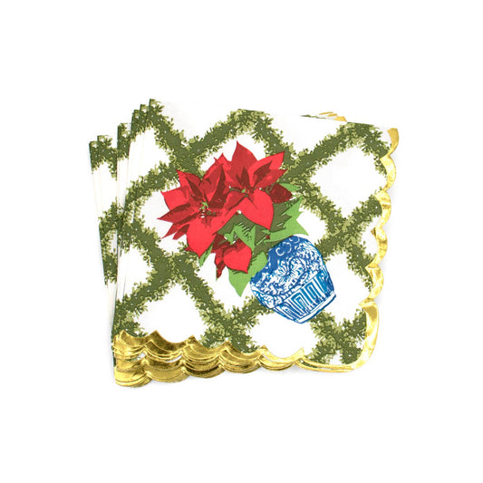 Poinsettias Paper Beverage Napkin Packs