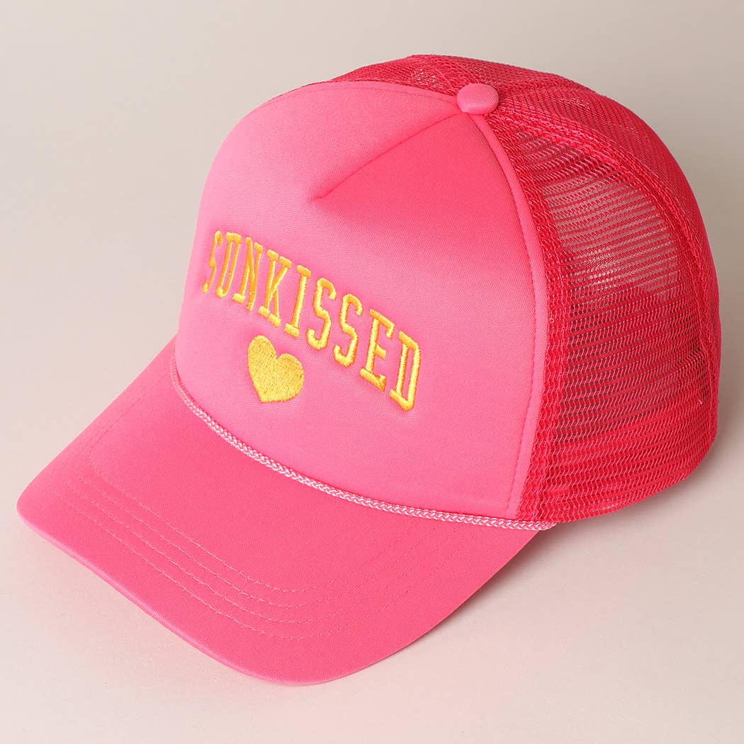 Sunkissed Embroidery Foam Mesh Back Trucker Hat - alternate product view at Vogue Villa