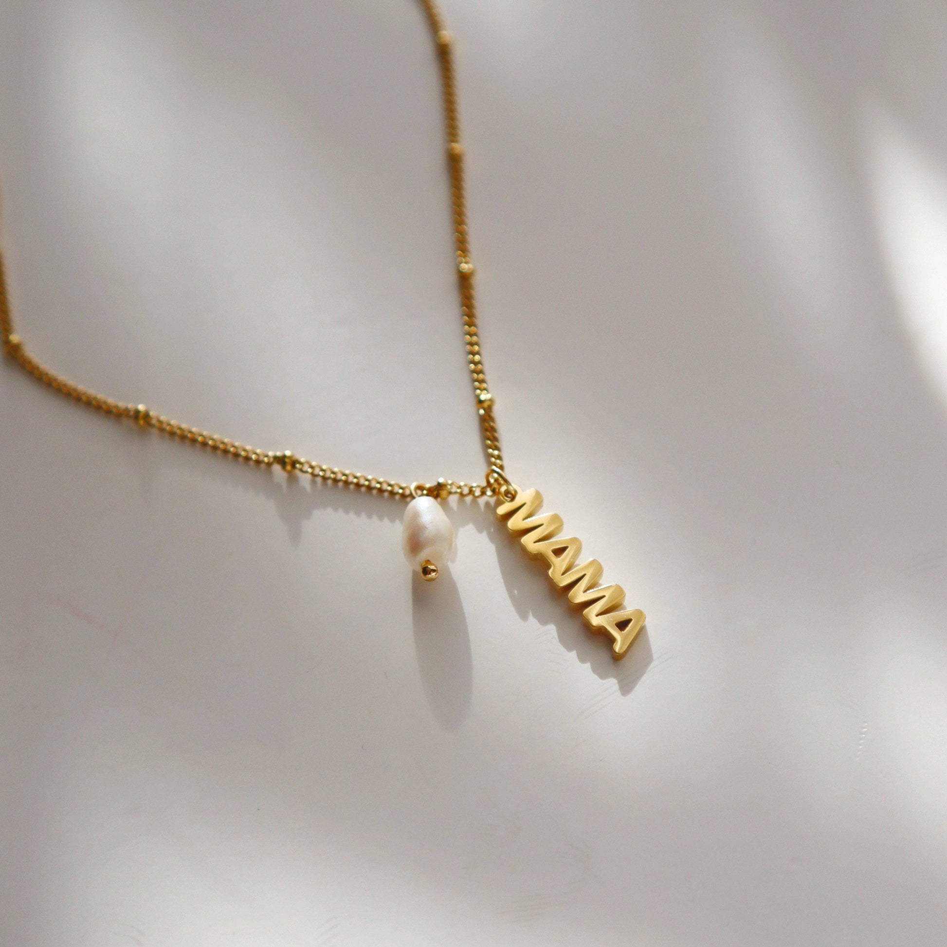 MAMA Pearl Charm Necklace at Vogue Villa