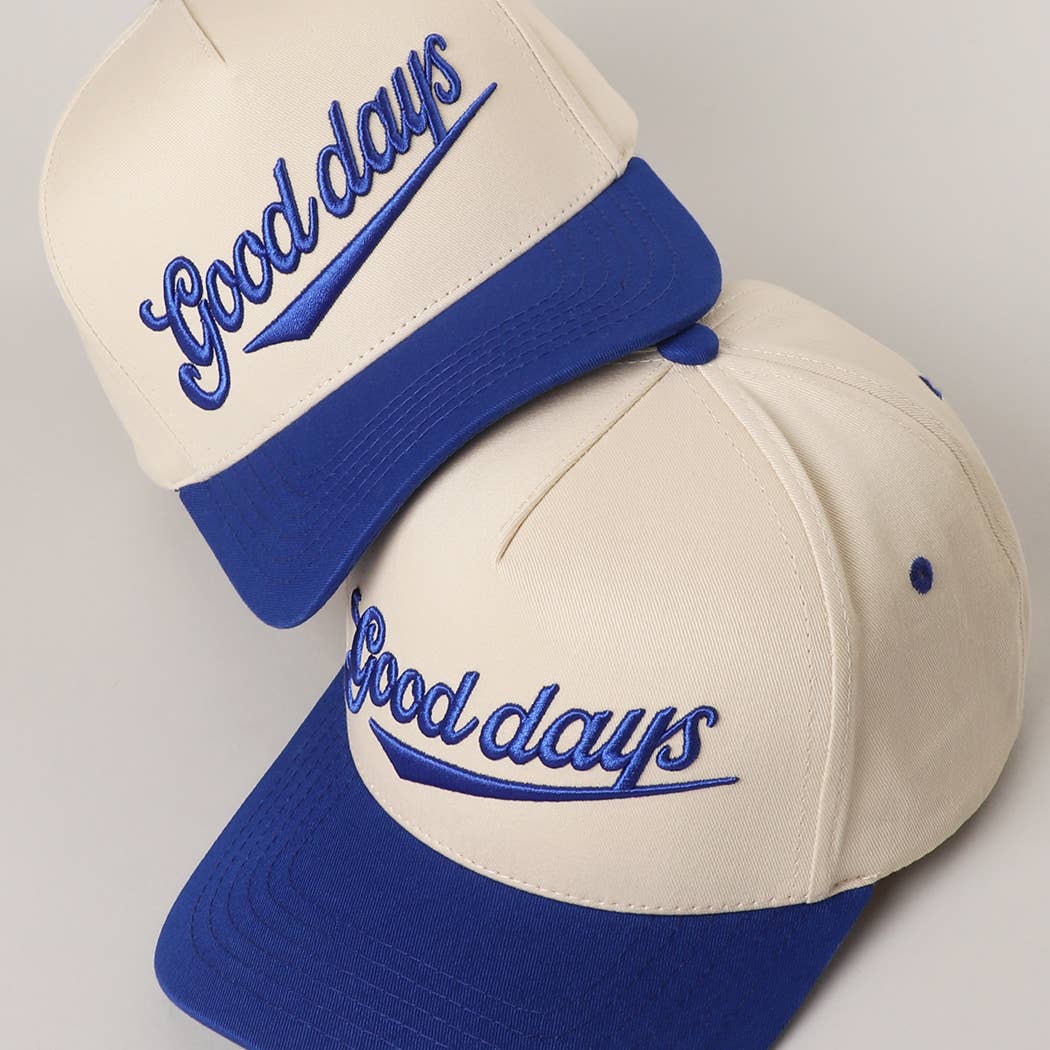 GOOD DAYS Embroidered  Canvas Two-Tone Trucker Hat