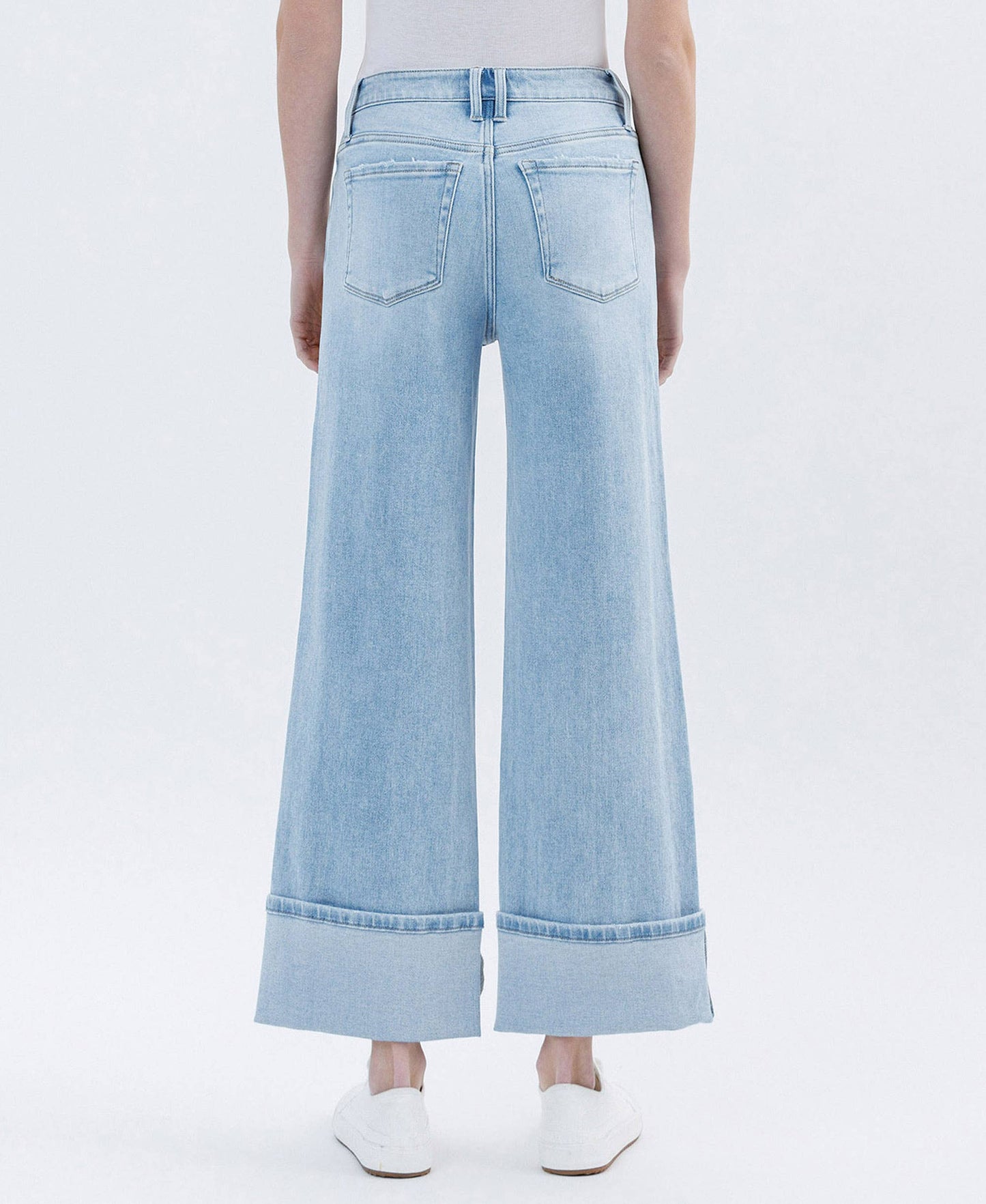 High-Rise Cuffed Denim Jeans - alternate product view at Vogue Villa
