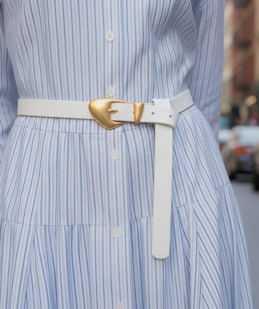 Skinny Suede Belt with Chubby Buckle