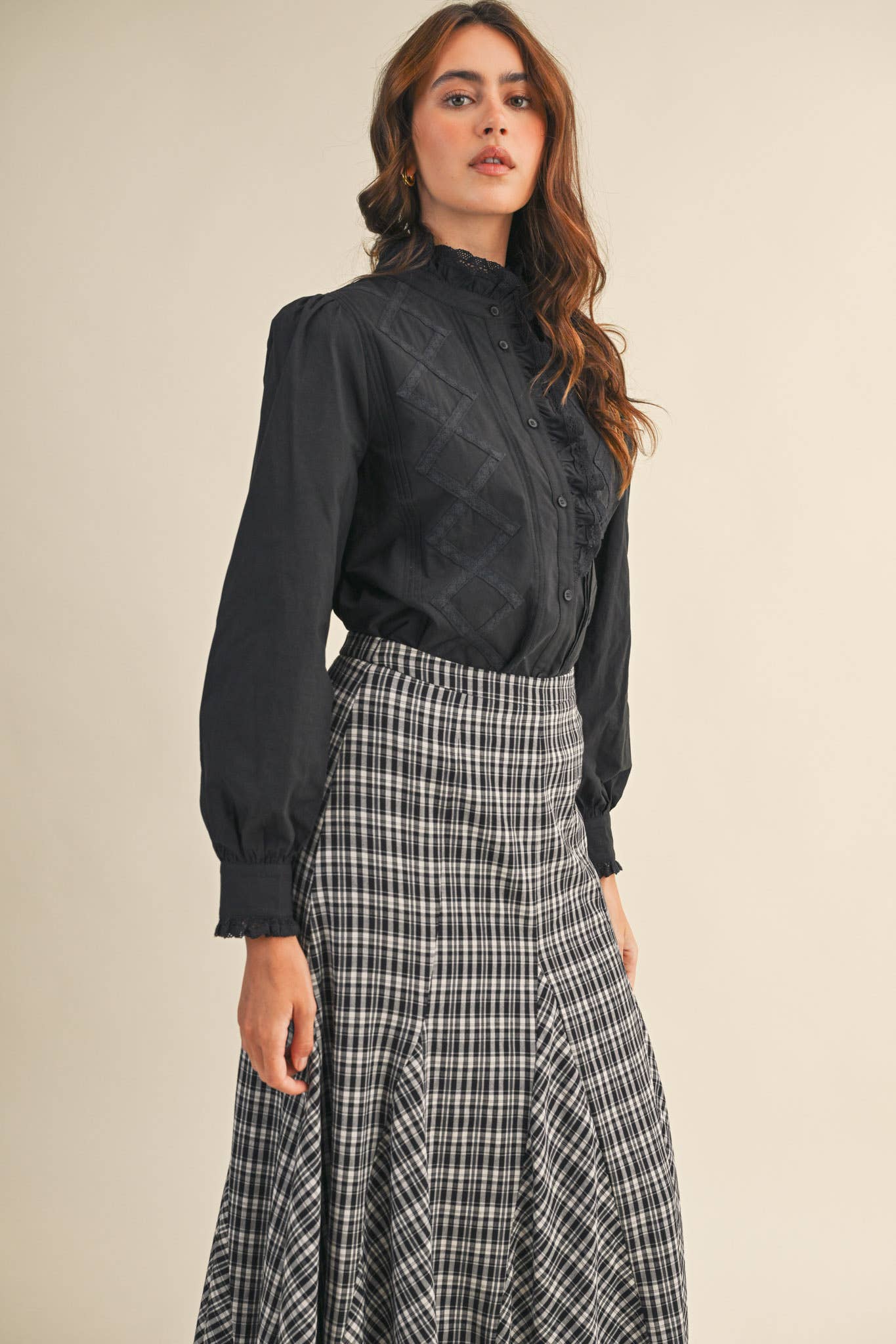 Ruffled Lace Trim Top