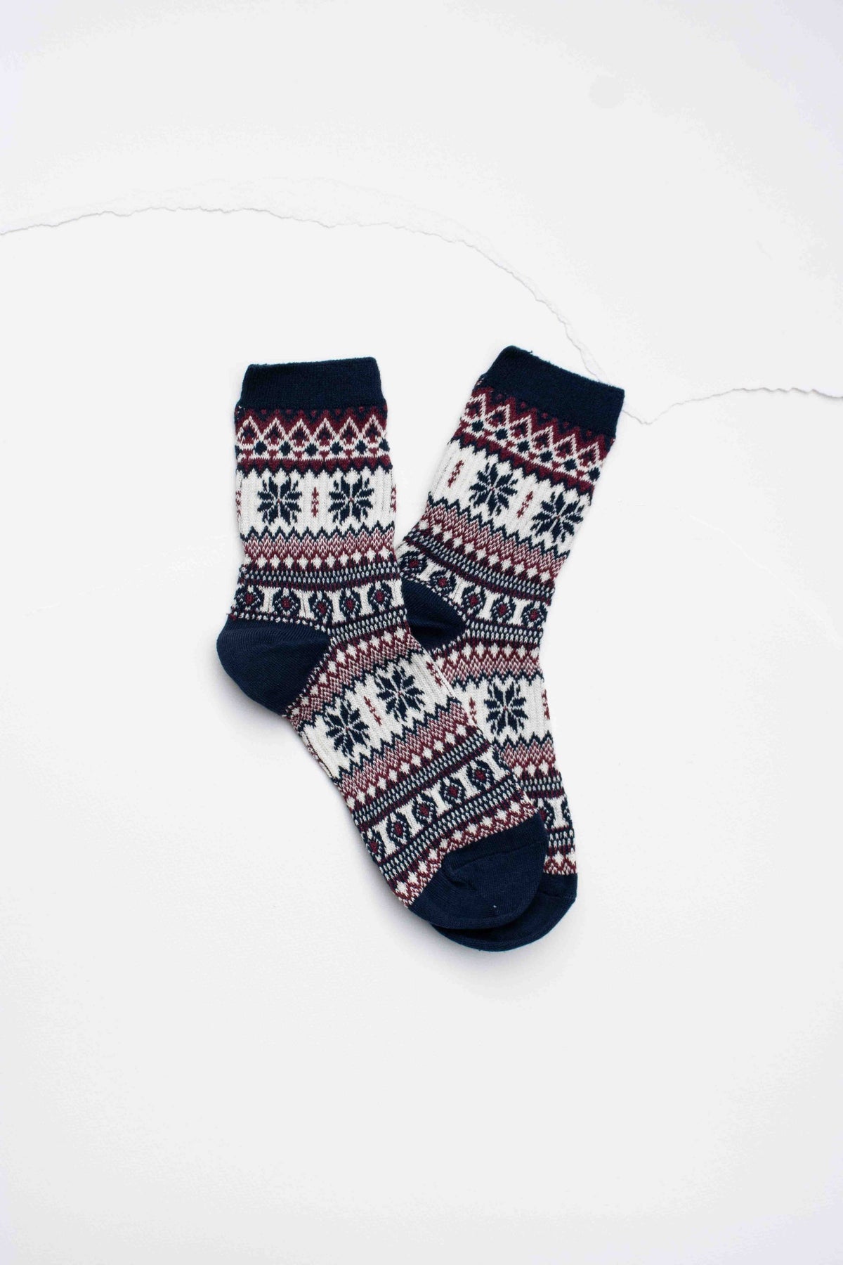 Nordic Fair Isle Cotton Crew Socks