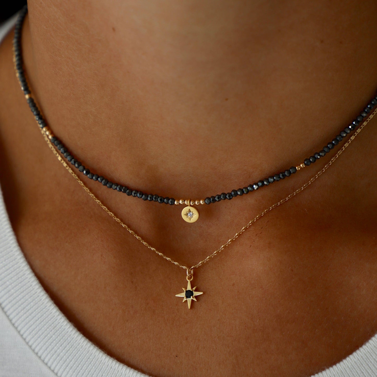 BEADED STAR MEDALLION NECKLACE