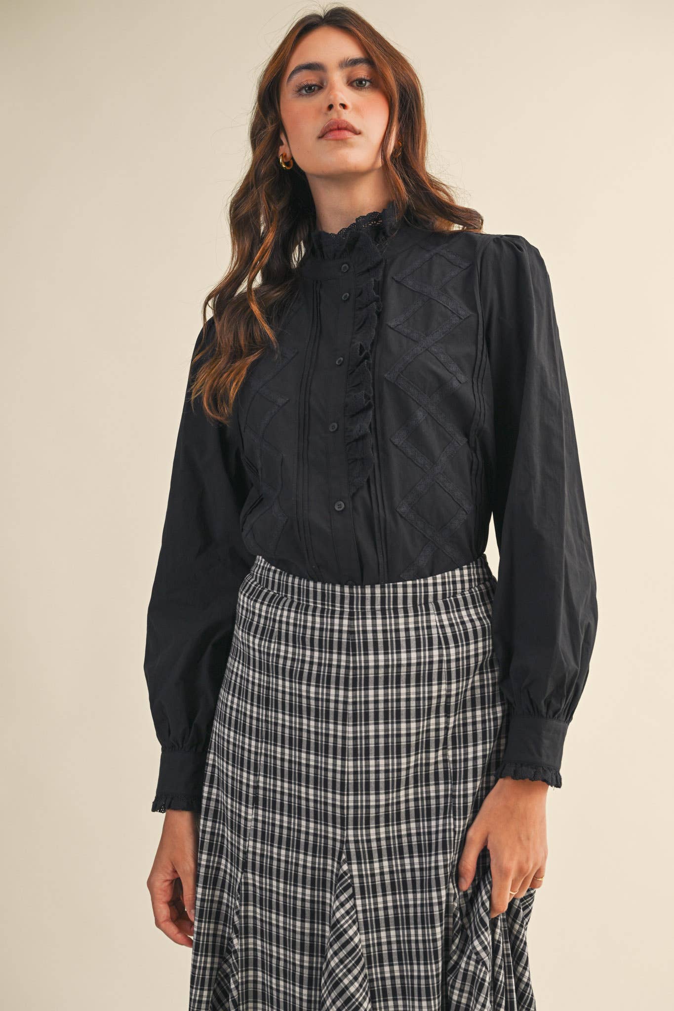 Ruffled Lace Trim Top