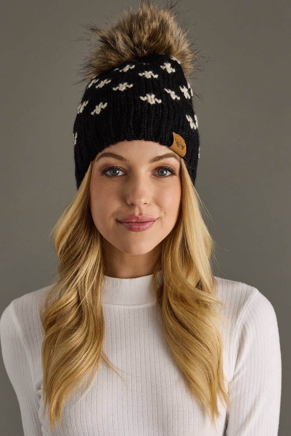 Black Fleur-De-Lis Pom Hat