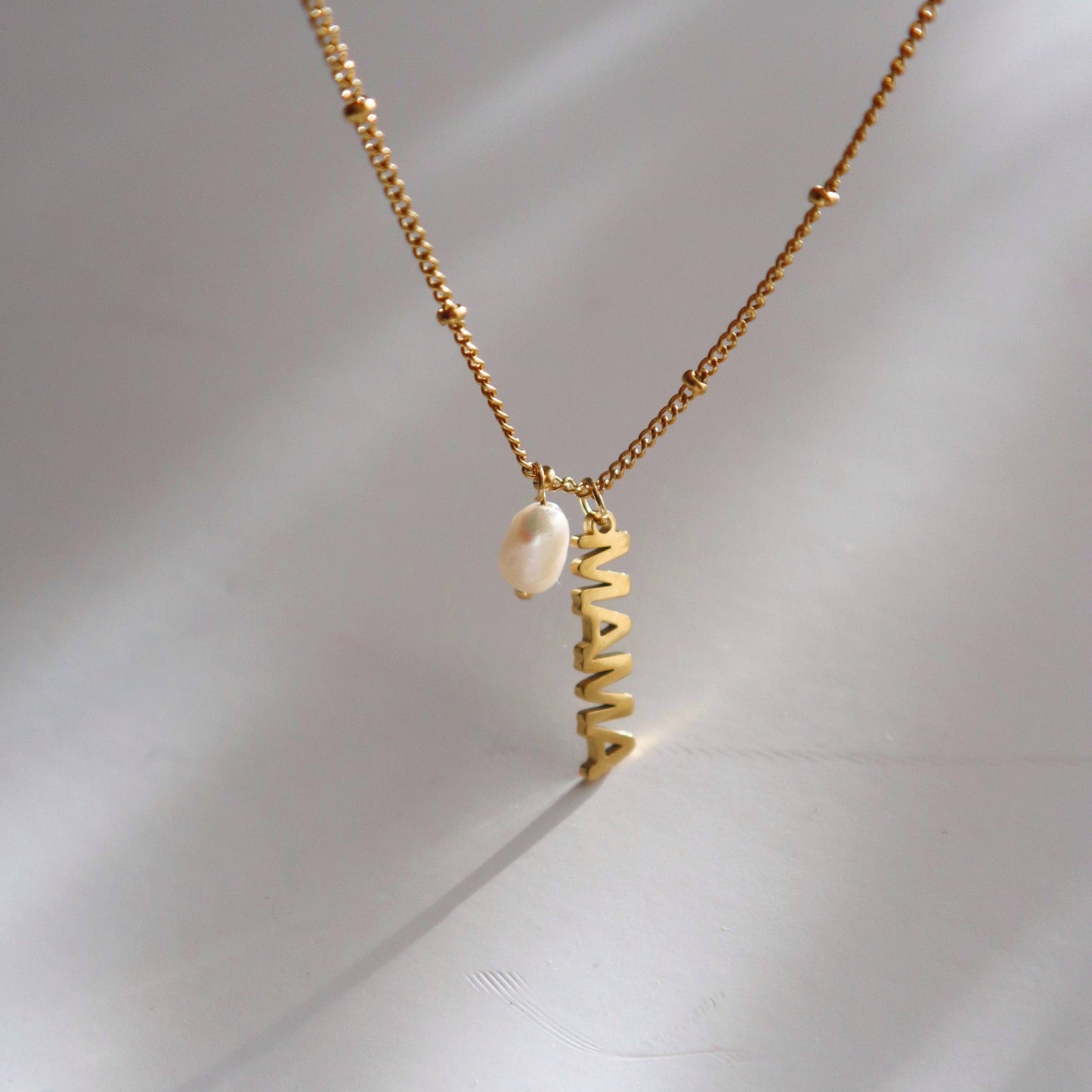 MAMA Pearl Charm Necklace - alternate product view at Vogue Villa