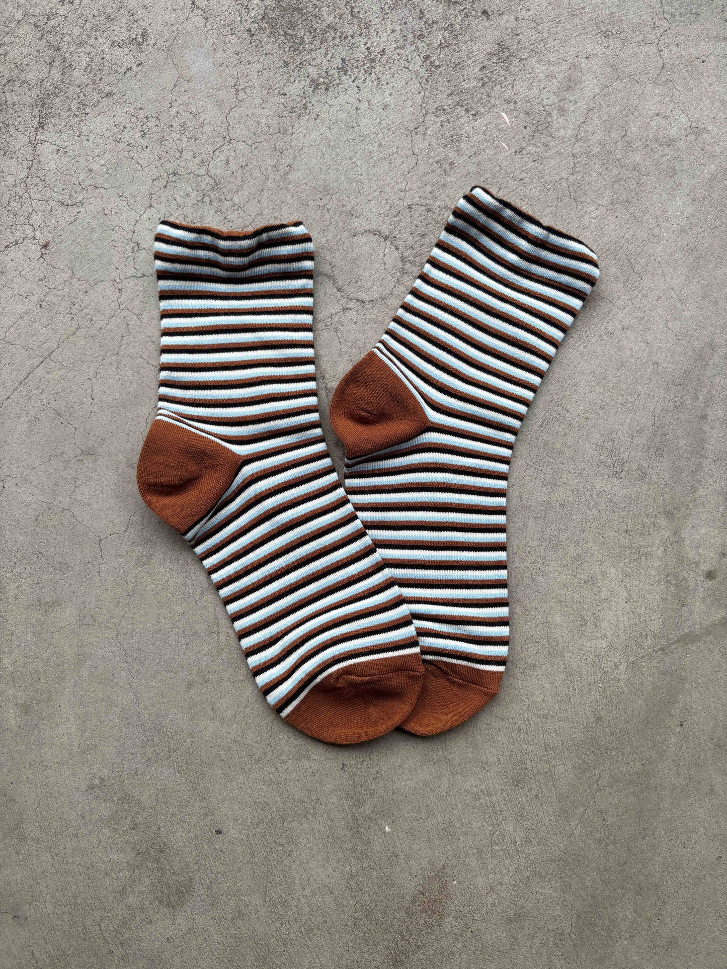 Vintage Micro Stripe Cotton Crew Socks