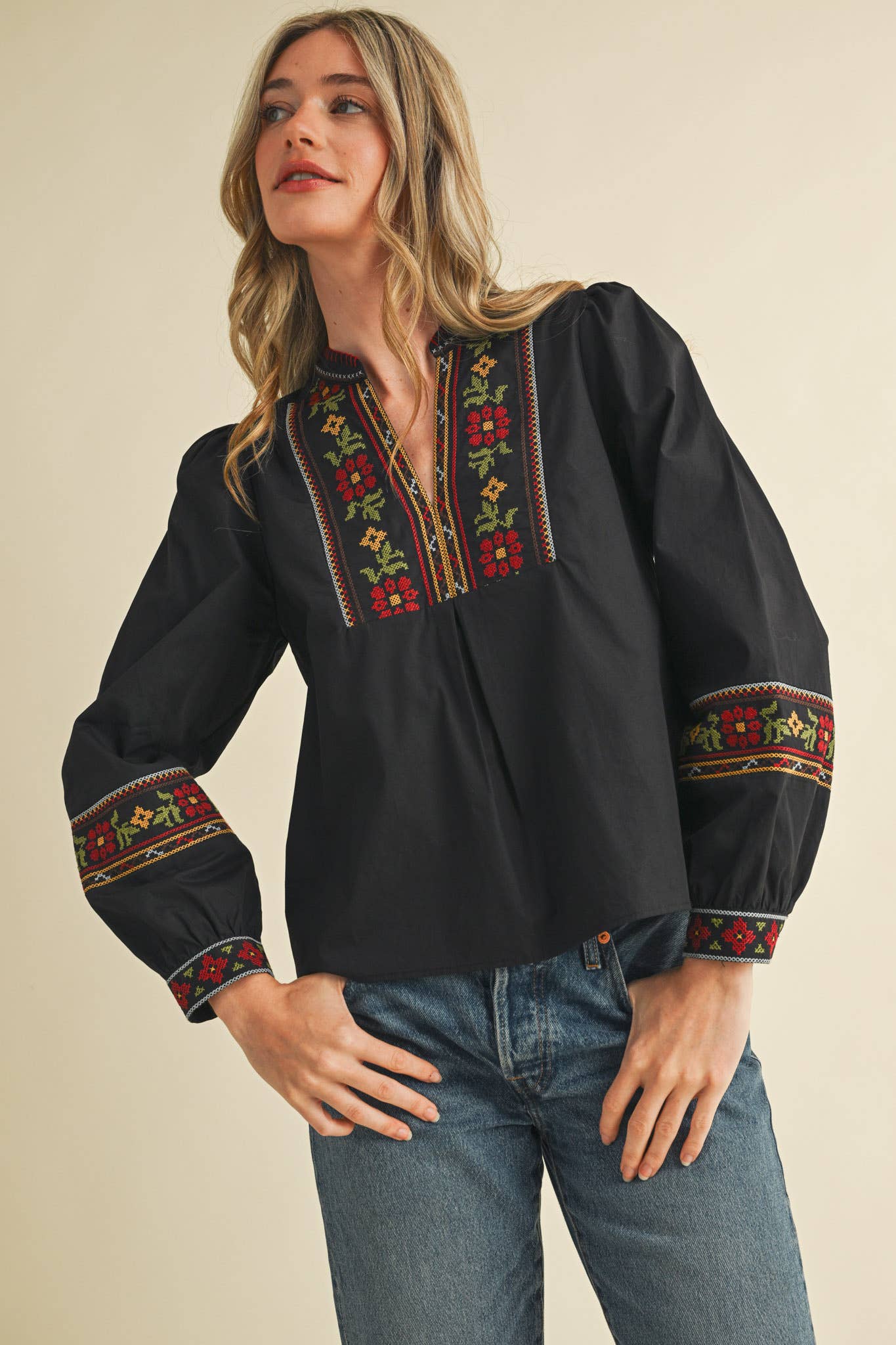 Cross Stitch Embroidered blouse