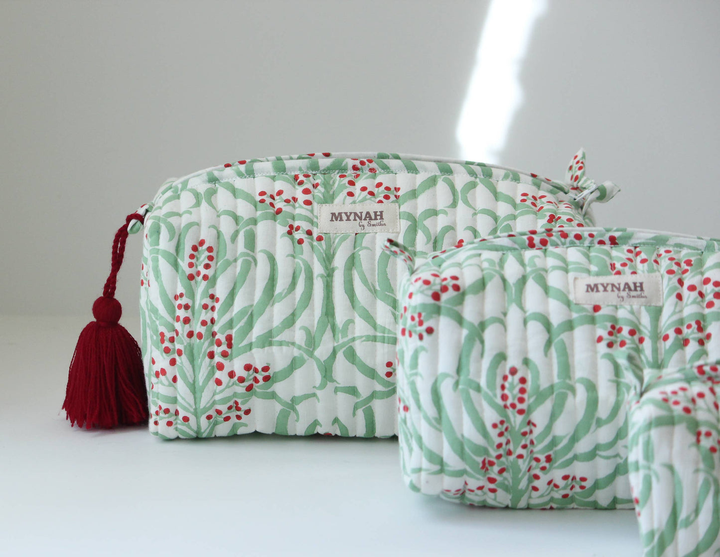Holiday berries floral travel/make up/organizer/ bag-Set of 3