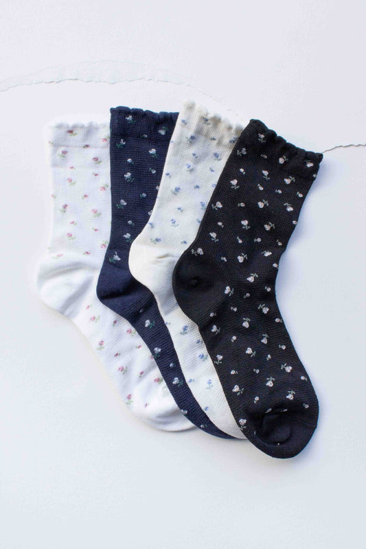 Mini Floral Cotton Crew Socks