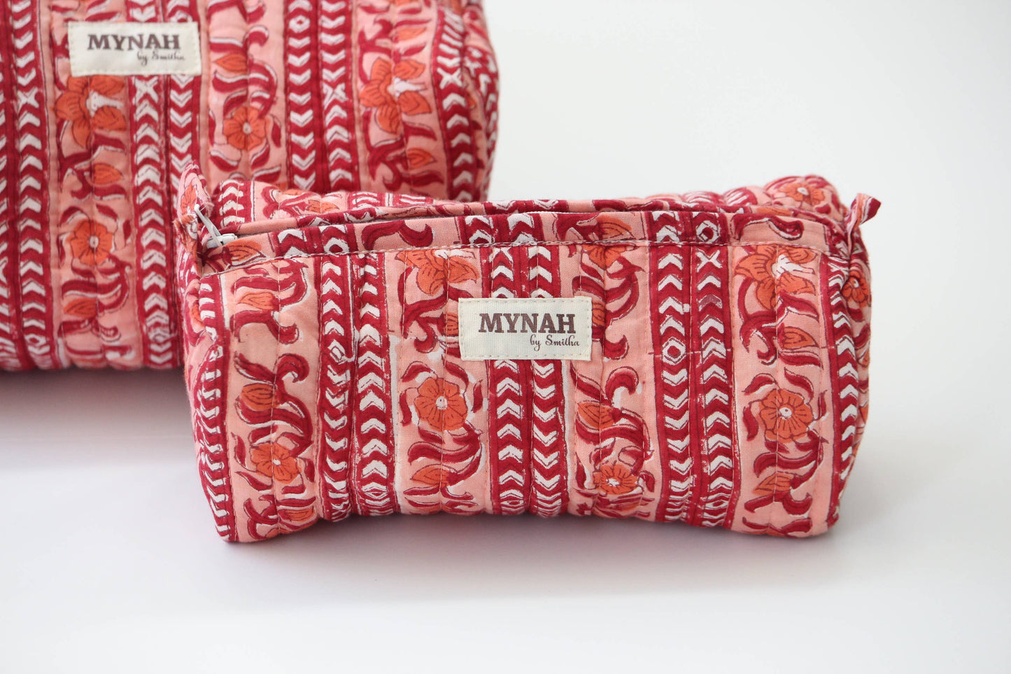 Terracotta stripes travel/make up/organizer/bag-Set of 3