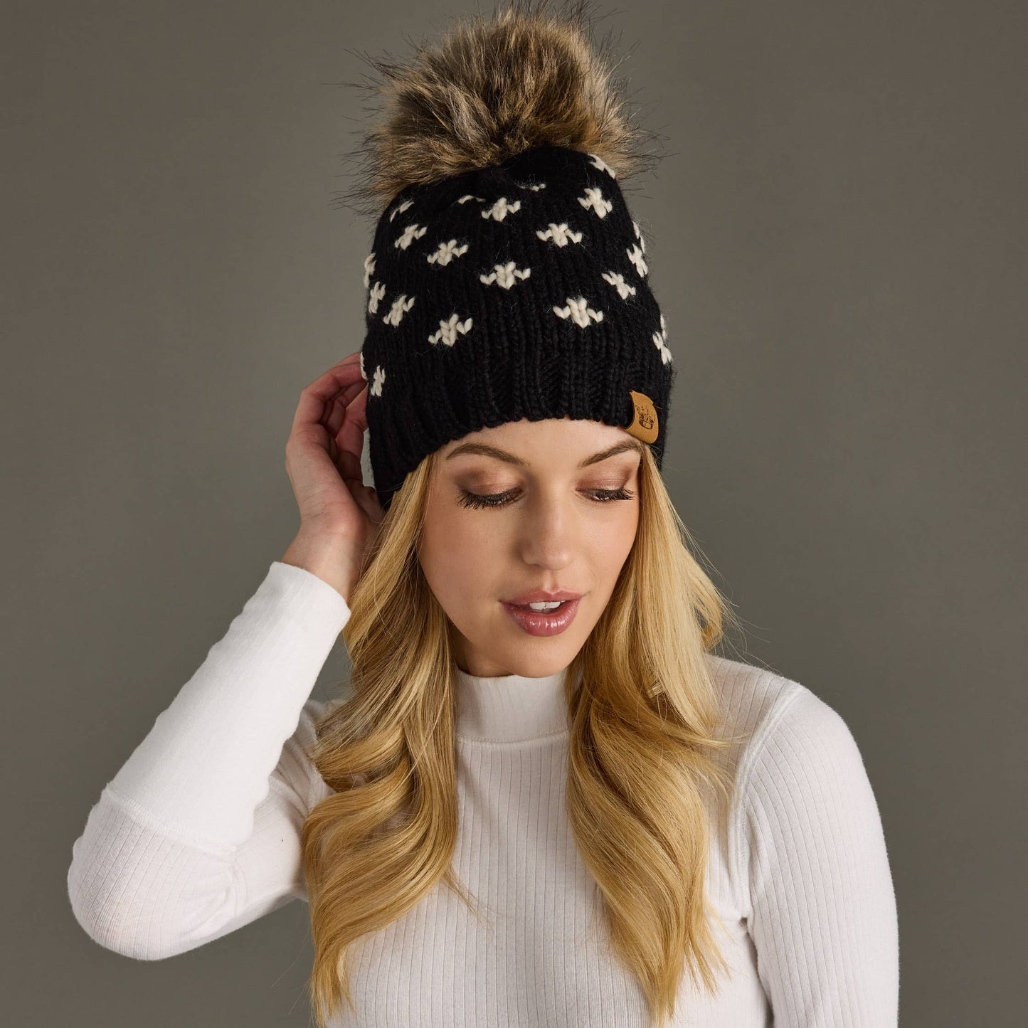 Black Fleur-De-Lis Pom Hat