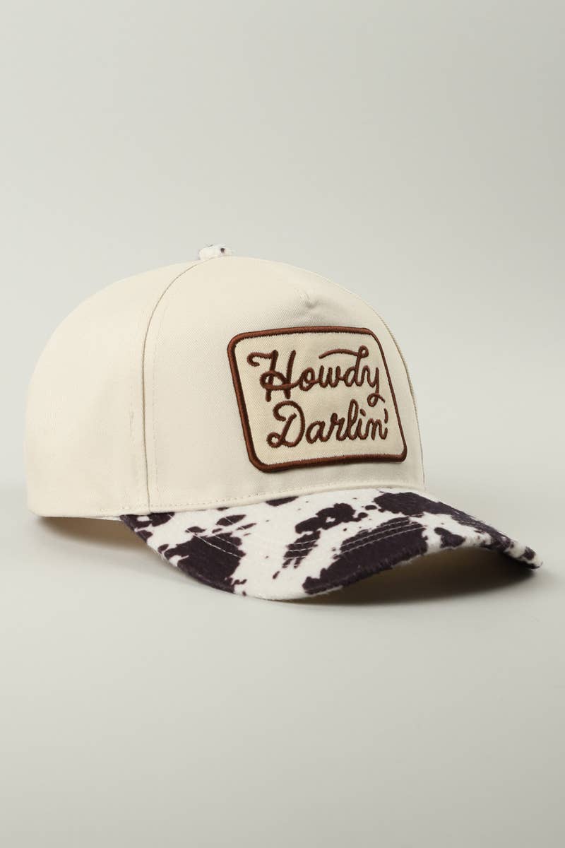 Howdy Darlin' Embroidered Patch Animal Print Trucker Hat