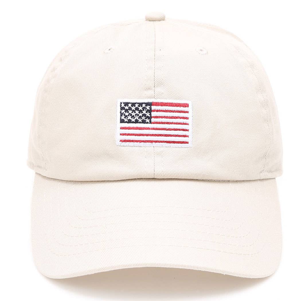 American Flag Patched Cotton Baseball Cap - alternate product view at Vogue Villa