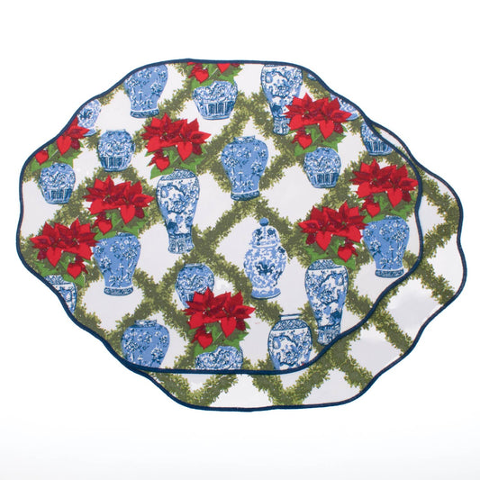 Poinsettias Reversible Scalloped Placemat