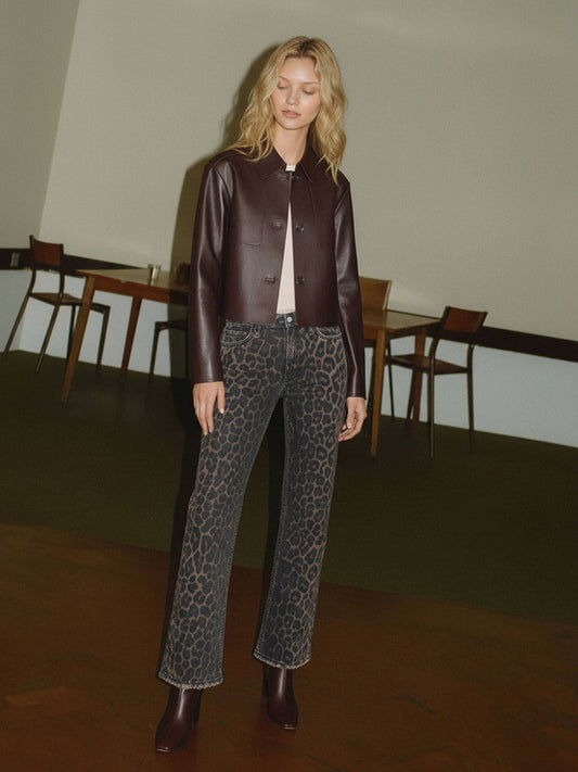 Leopard Slim High Rise Jeans