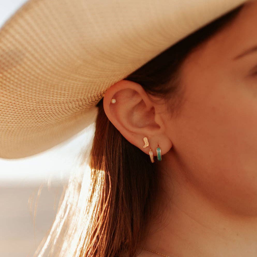 AZ Turquoise Hoops - alternate product view at Vogue Villa