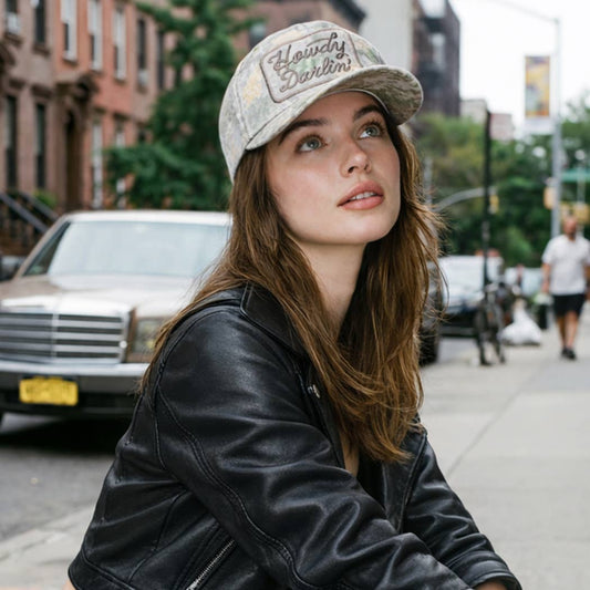 Howdy Darlin' Embroidered Patch Camo Baseball Cap