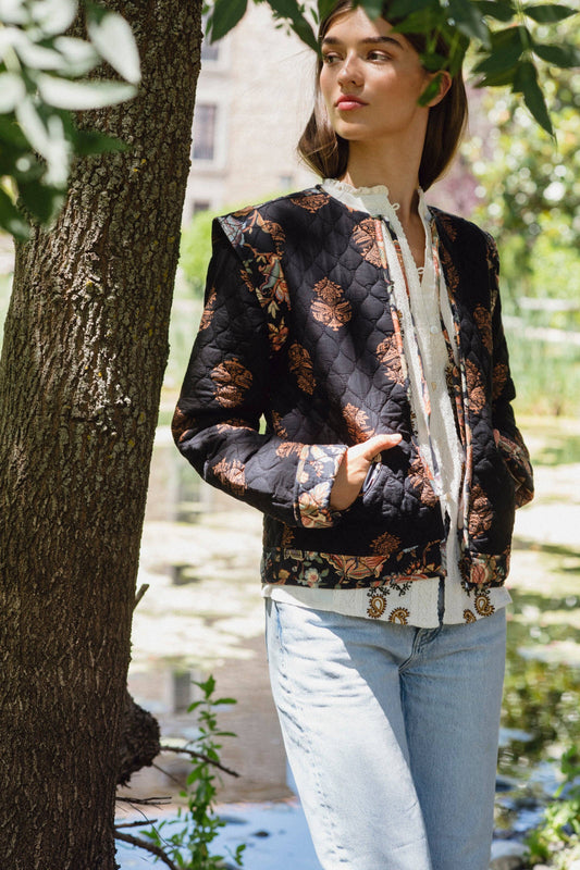Quilted Block Print Jacket