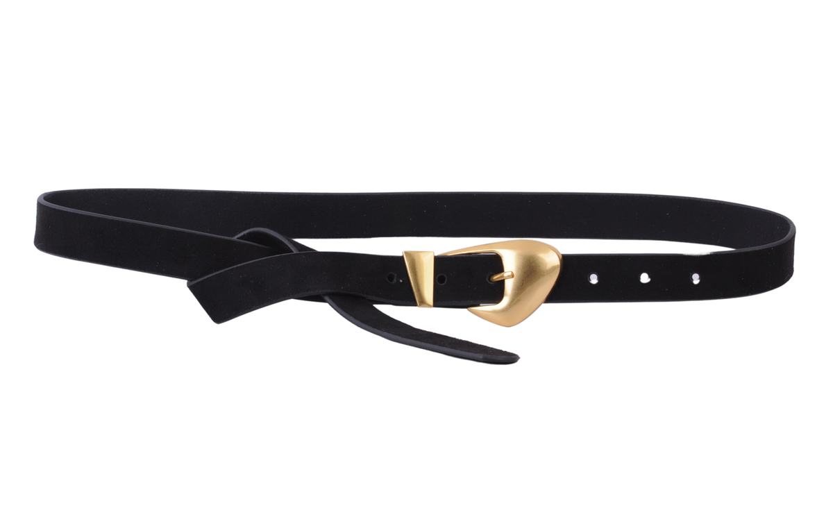 Skinny Suede Belt with Chubby Buckle