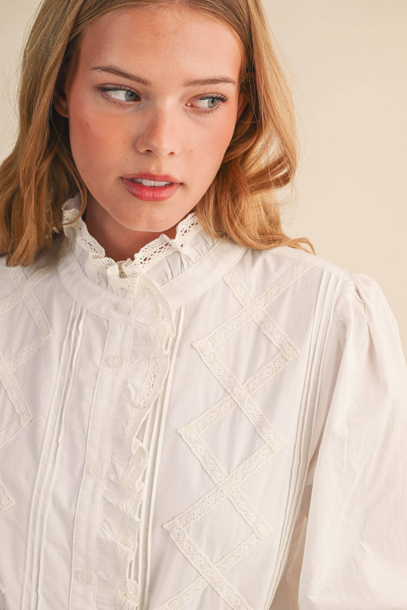 Ruffled Lace Trim Top