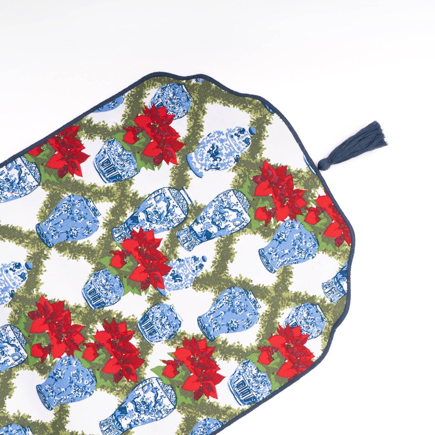 Poinsettias Reversible Tassel Table Runner