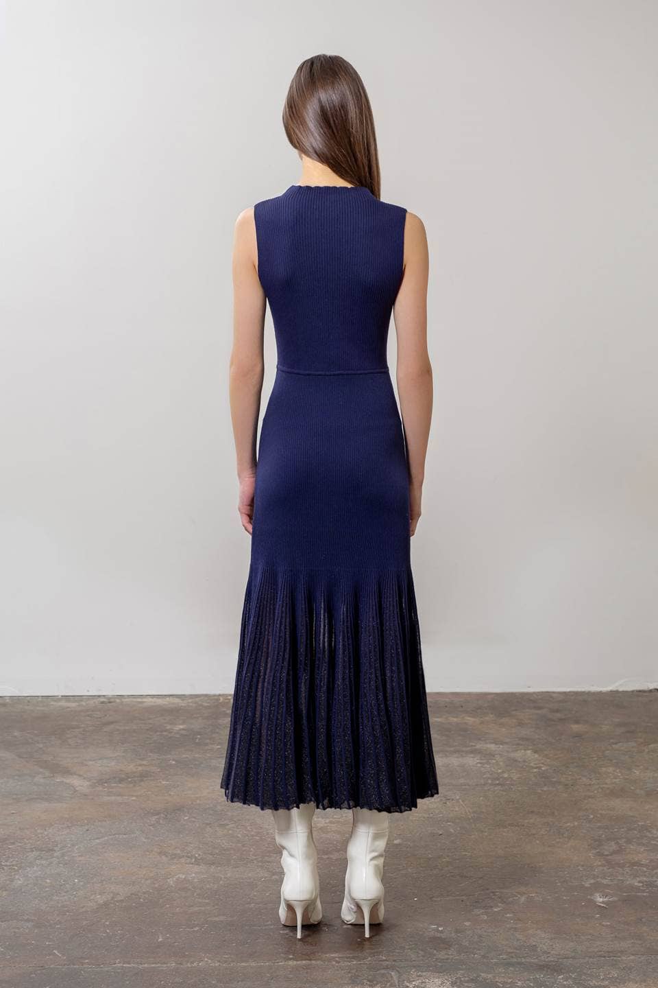 Shimmer Hem Sleeveless Sweater Knit Dress