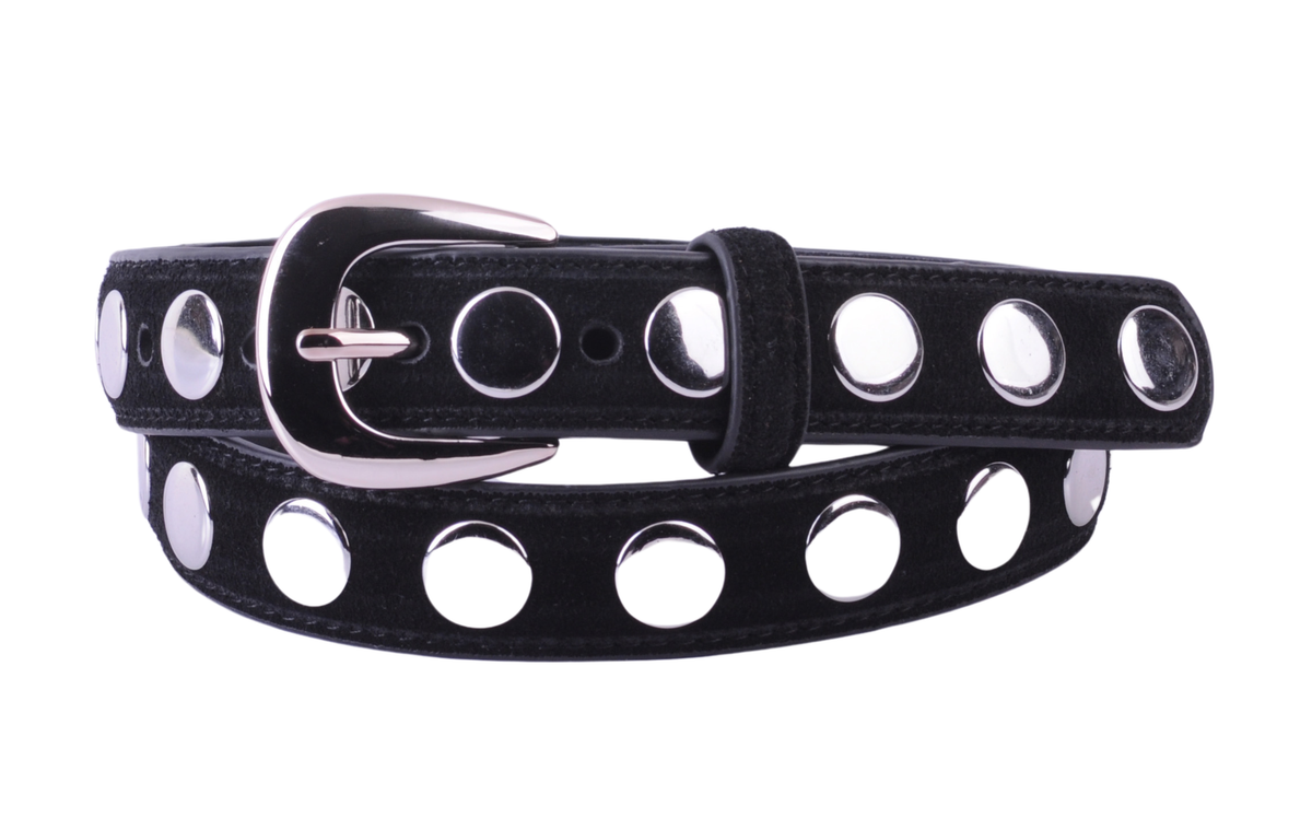 Suede Belt with Wide Studs