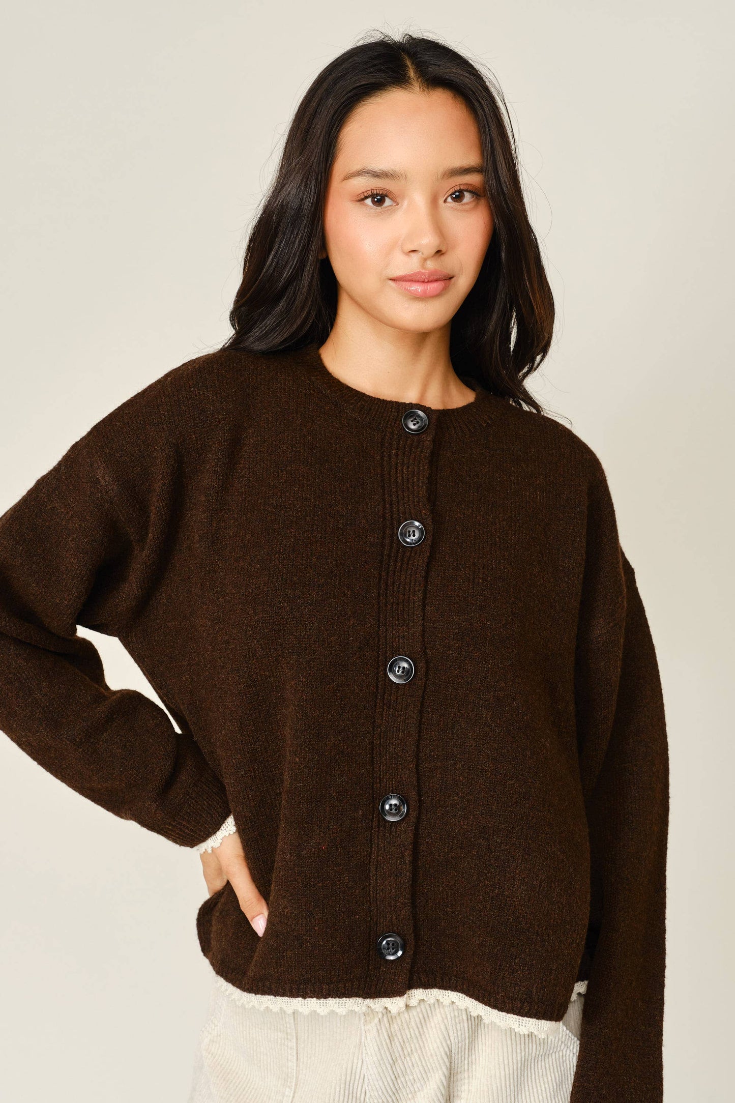 Lace Trim Scarf Cardigan