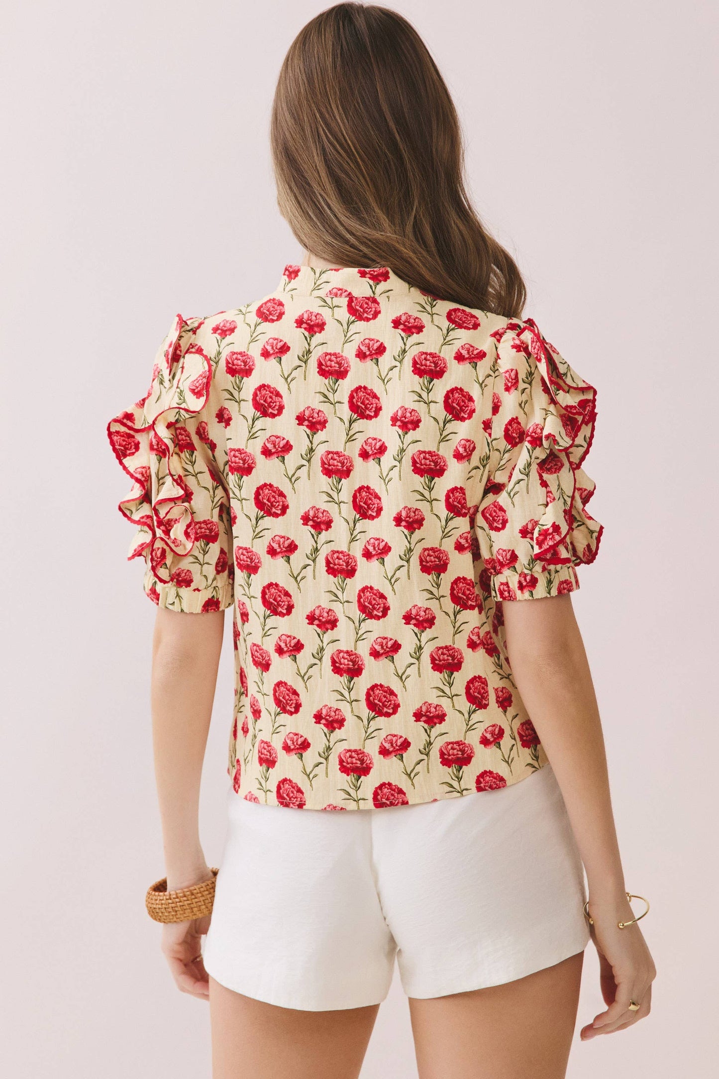 The Rosette Ruffle Sleeve Blouse