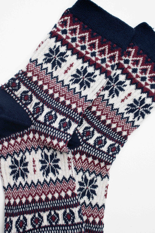 Nordic Fair Isle Cotton Crew Socks