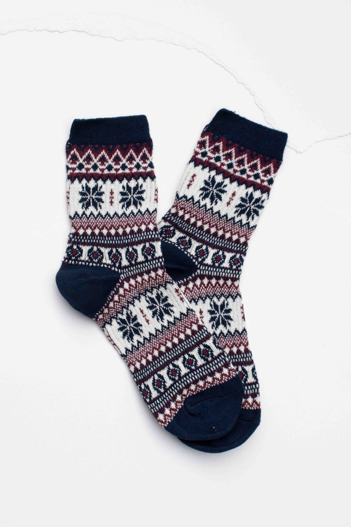Nordic Fair Isle Cotton Crew Socks