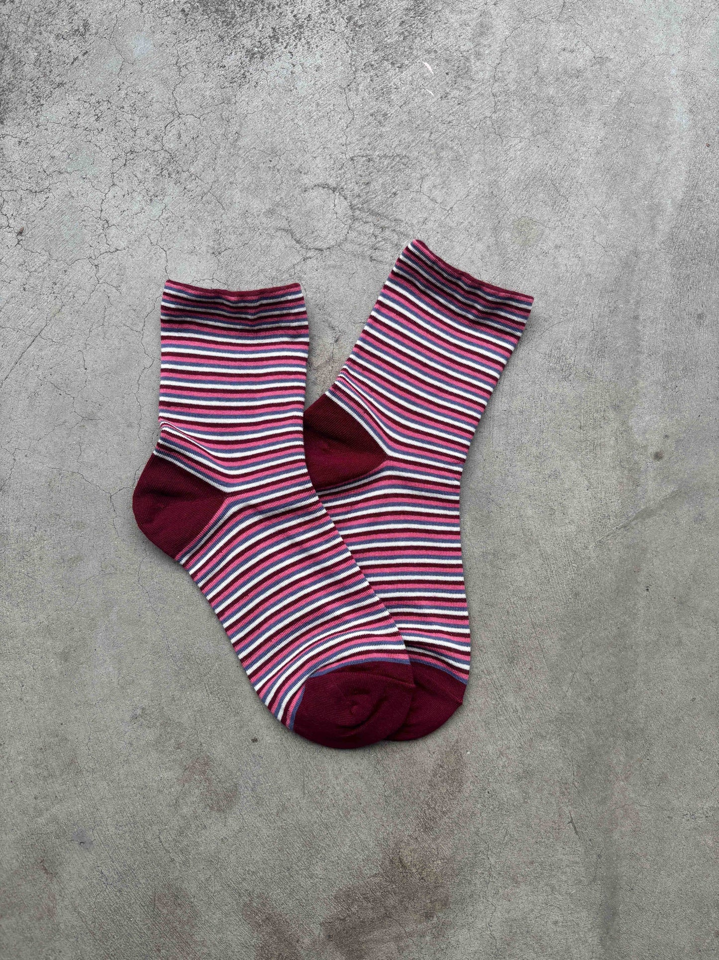 Vintage Micro Stripe Cotton Crew Socks
