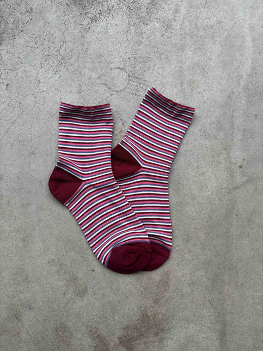 Vintage Micro Stripe Cotton Crew Socks