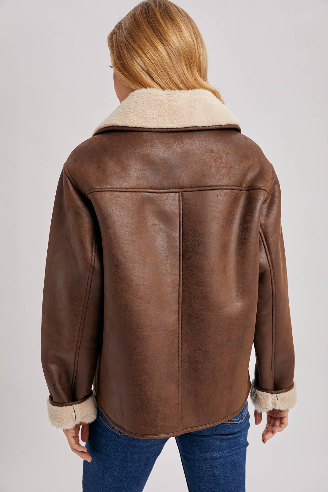 Shearling Faux Leather Coat