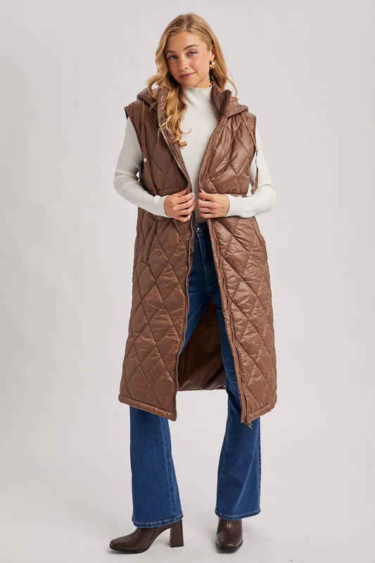 Diamond Quilted Long Vest