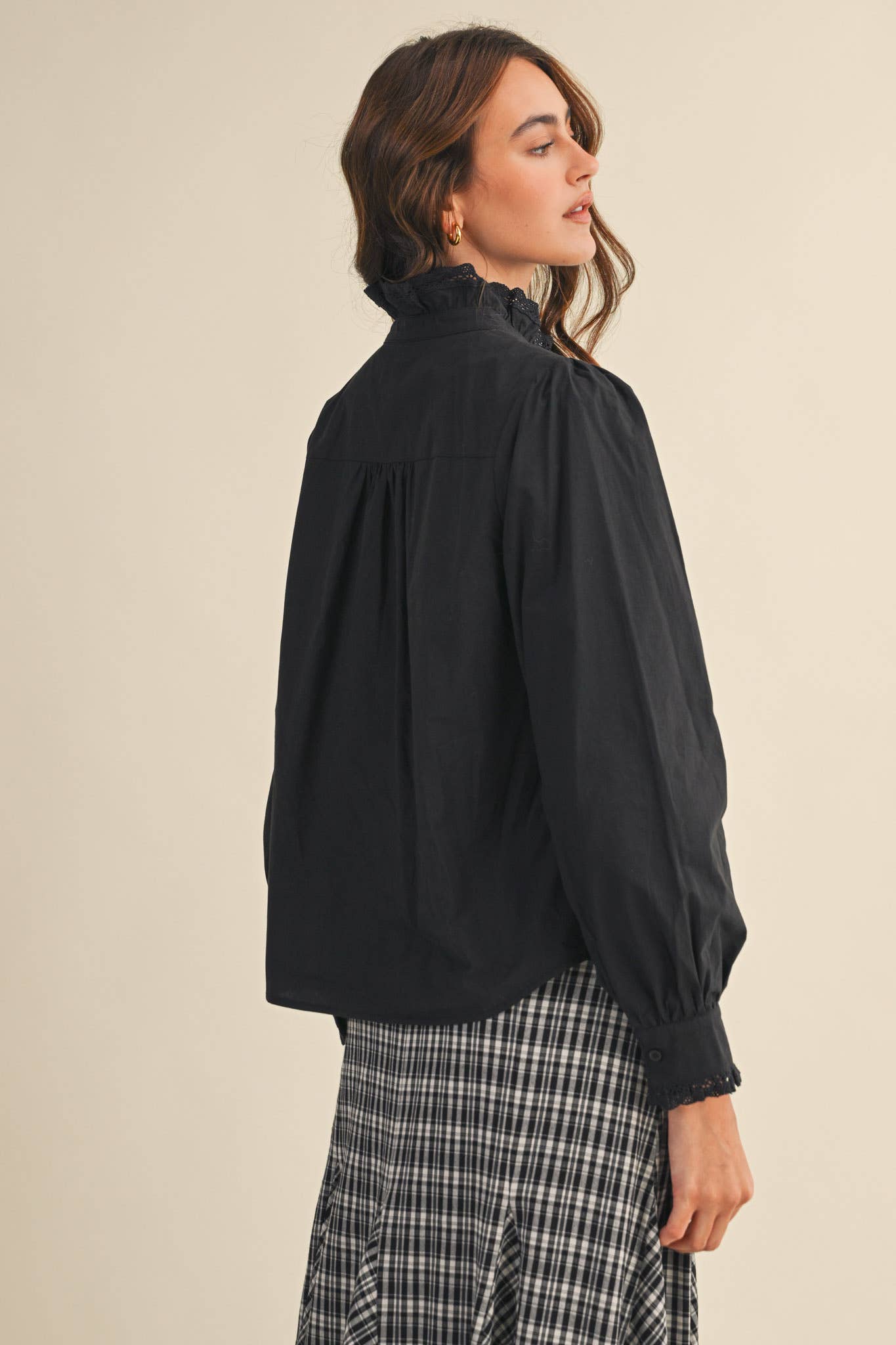 Ruffled Lace Trim Top