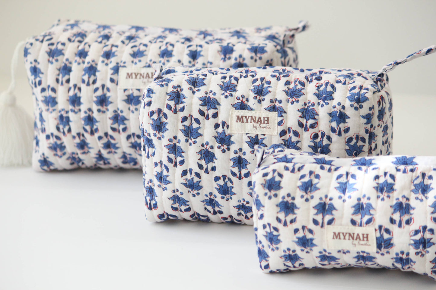 Blue Bonnet floral print travel/makeup/organizer/bag-Set of 3