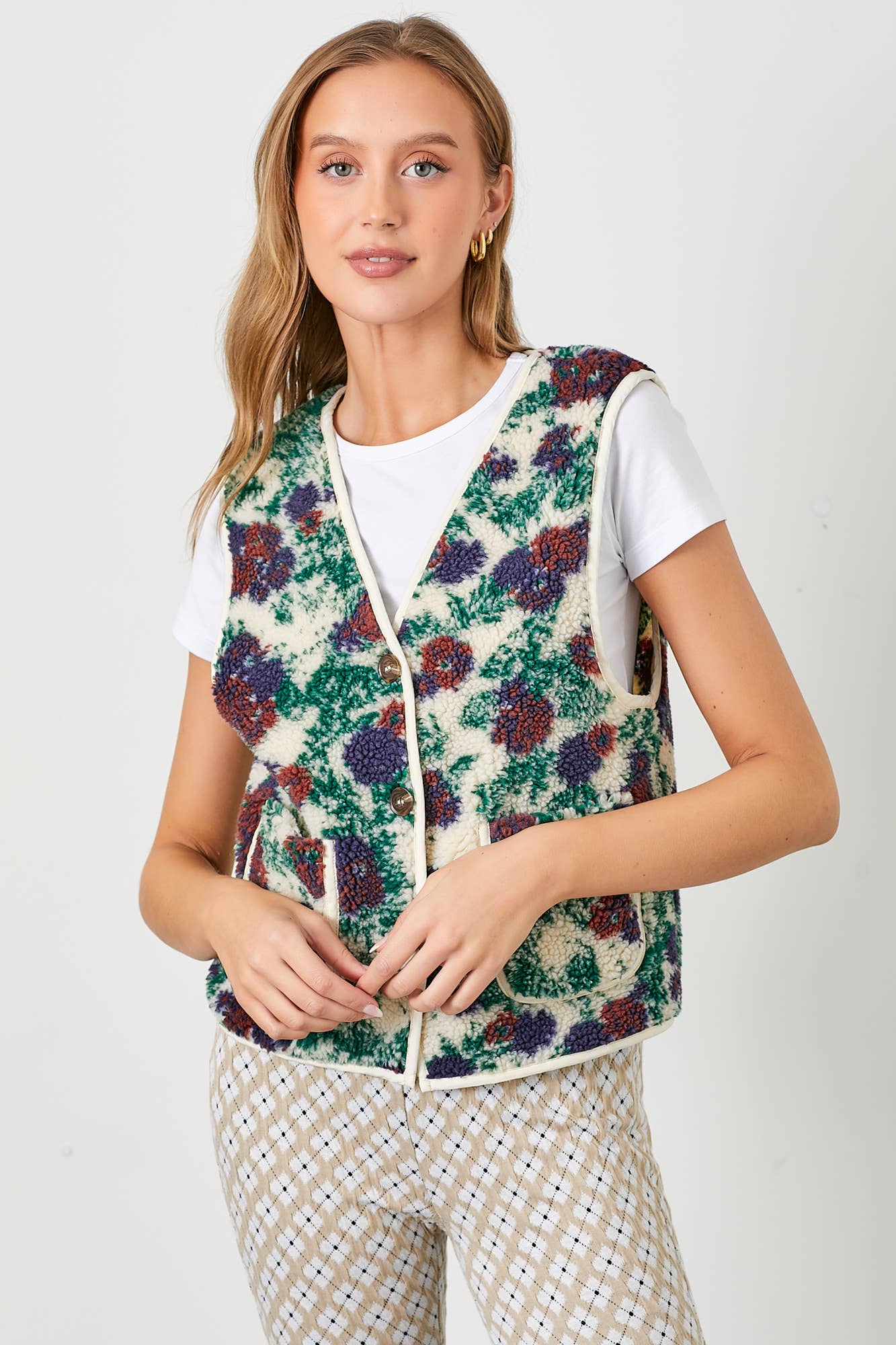 Isla Floral Sherpa Vest